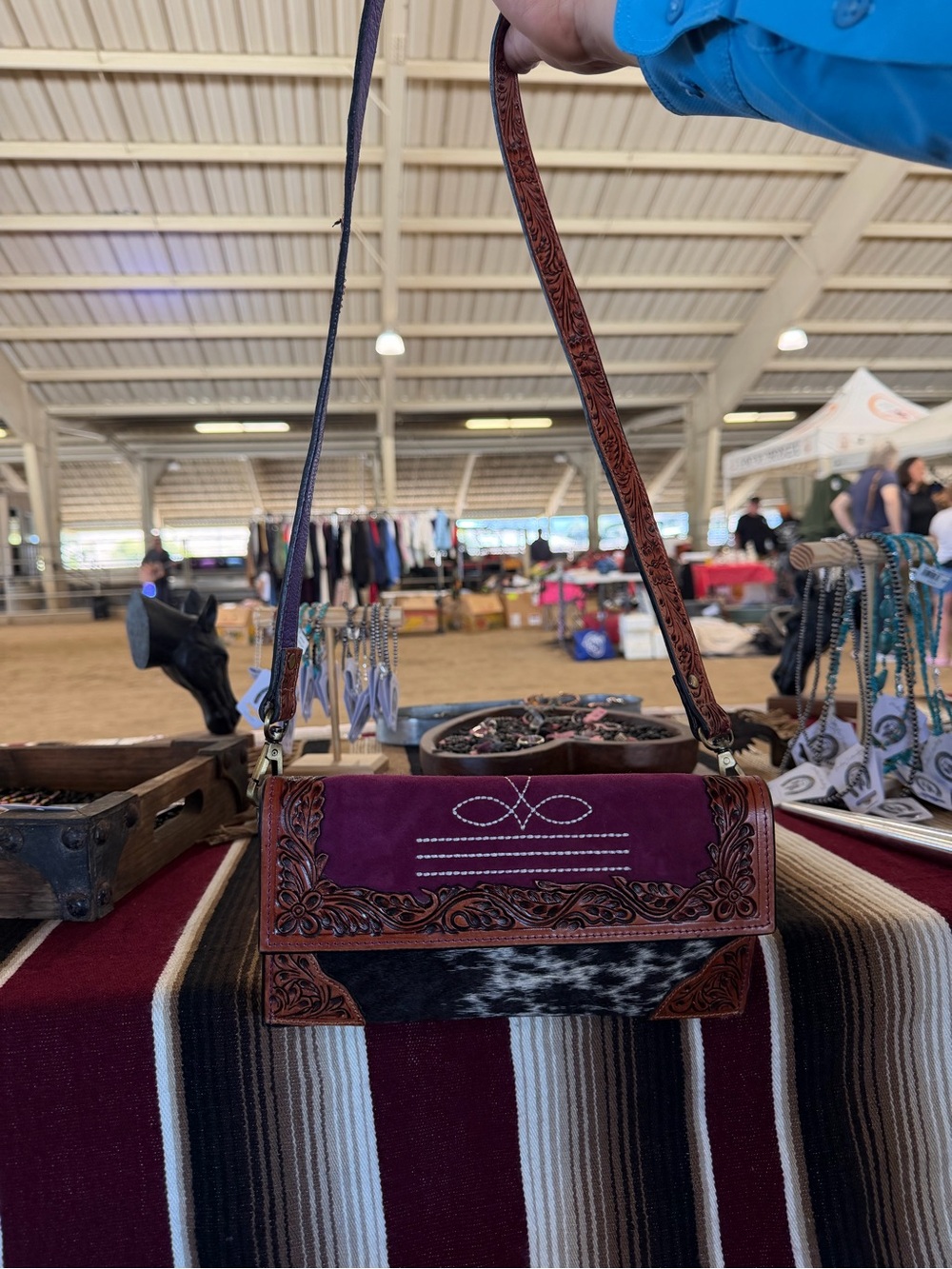 Tooled crossbody purse genuine